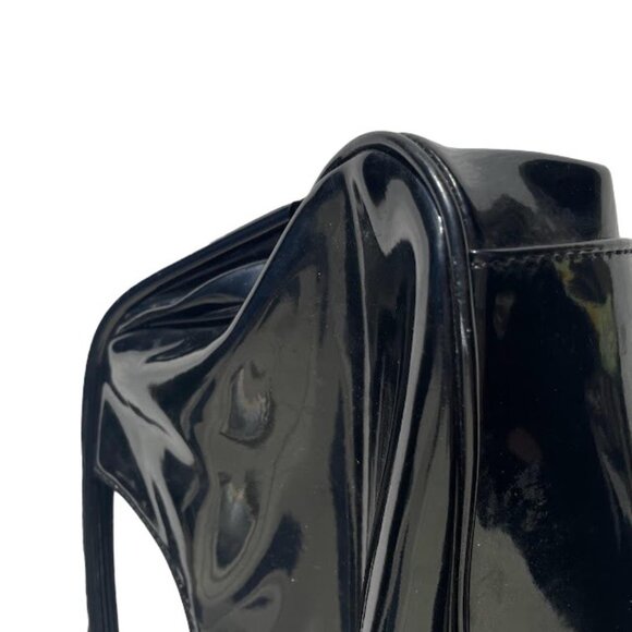 Vintage Vinyl Black Baguette Mini Handbag Clutch Purse - Picture 5 of 6